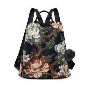 Vintage Peonies Roses and Chrysanthemums Backpack Purse for Women Travel🐙